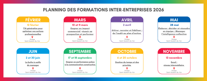 Formation en inter-entreprises 2026 à Nice et dans les Alpes-Maritimes